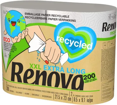 Produktbild von Renova RECYCLED XXL Küchenrolle 2 Rollen, 200092167, Weiß, Groß