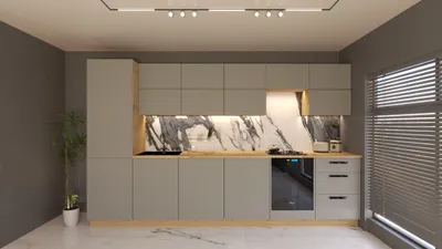 Produktbild von Küchenzeile – Küchenblock – Einbauküche – Komplettküche – Singleküche – Nexa – KÜ02-L– 360 cm – Beige Matt Ohne Arbeitsplatte & Elektroger