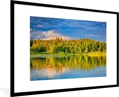 Produktbild von MuchoWow® Gerahmtes Poster Wasser - Natur - Wald 90x60 cm - Poster mit Schwarzem Bilderrahmen Wandposter Rahmen Foto Bilder - Wanddekoration - Fotos