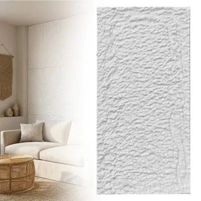 Produktbild von CEEDIR Wandpaneele Steinoptik 3D PU, 3 Stück, 120x60 cm, 0,72 m², Wandverkleidung Steinoptik Bruchstein Felsen Design, Steinplatten Wanddeko Innenbereich, Weiß