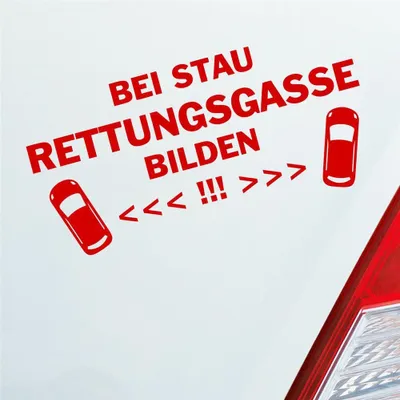 Produktbild von Auto Aufkleber Bei Stau Rettungsgasse bilden! Feuerwehr Leben retten 19x9 cm Rot Sticker Heckscheibenaufkleber