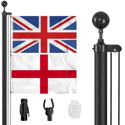 Produktbild von 20 Fuß langer Aluminium-Flaggenmast für den Garten, mit 2 Flaggen