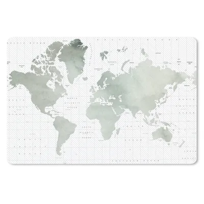Produktbild von MuchoWow® Schreibtischunterlage Weltkarte - Aquarell - Grau 60x40 cm - XXL Mauspad - Großes Mauspad