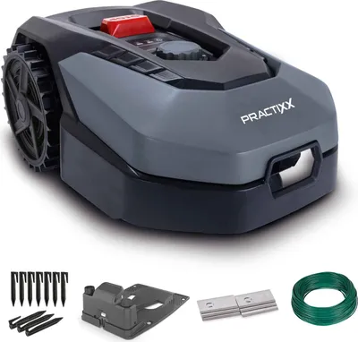 Produktbild von Practixx Mähroboter PX-RRM-600Wi bis zu 600 qm² | 18cm Schnittbreite | 20-60 mm Schnitthöhe | Regensensor | Kantenmähen | Wifi & BT | App-gesteuert