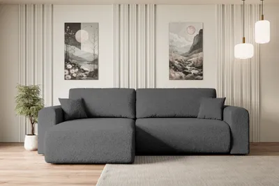 Produktbild von ALTDECOR Ecksofa mit Schlaffunktion und Bettkasten Corner Sofa Eckcouch Couch L-Form universal, links/rechts angeordnet Schlafcouch Ausziehbar Wohnlandschaft Schlafsofa ORRO-L - 272x145x83cm Grau