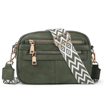 Produktbild von Schultertasche Umhängetasche Damen Mittelgroß tasche mit Weich Breiter Gurt Damen Handtasche mit Verstellbarer Schulterriemen (Dunkelgrün)