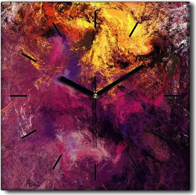 Produktbild von Coloray Uhr auf Leinwand 30x30 cm Wand Uhr Dekoration Wohnzimmer Segeltuch schwarze Hände -Abstraktionswolken