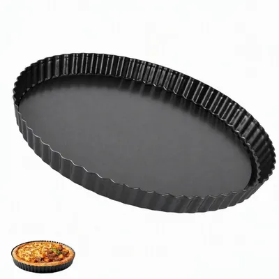 Immagine prodotto di Tortiera da quiche da 32 cm con fondo removibile, rivestimento antiaderente, Acciaio al carbonio, bordo ondulato