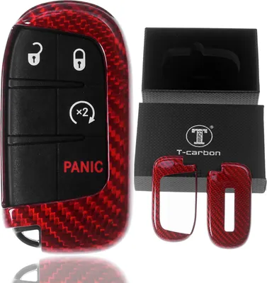 Produktbild von Auto Schlüssel Echt Carbon Schutz Hülle Hardcover Rot kompatibel mit JEEP Compass Renegade KEYLESS SMARTKEY