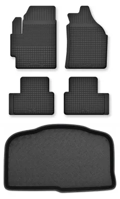 Zdjęcie produktu dla Dywaniki gumowe + mata bagażnika do Mitsubishi Colt VII 2008-2012 (3-drzwiowy) – czarne, dobierane – Wielganizator Semi-Universal