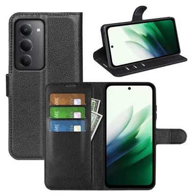 Image de Pour Xiaomi Redmi 15 5G Similicuir Book Wallet Etui de téléphone portable Couverture Noir