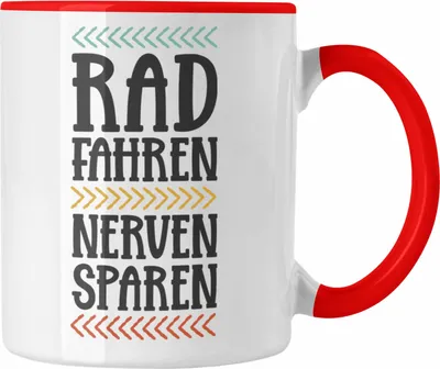 Produktbild von Trendation - Fahrrad Radfahrer Geschenk Rennrad Bike Geschenkidee Männer Tasse Fahrradfahrer Kaffeetasse (Rot)