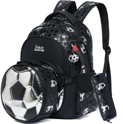 Produktbild von Schulranzen 42 x 30 x 20 cm, mit Lunchtasche und Federmäppchen, Fußball, für Kinder