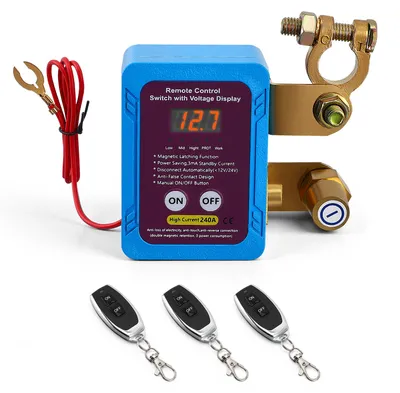 Produktbild von Batterietrennschalter mit Fernbedienung - 12 V - 240 A - Automatische Stromabschaltung - Für Pkw, ATV und Lkw - Blau