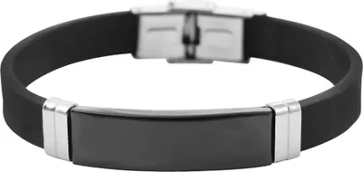 Produktbild von Akzent Armband aus Silikon und Edelstahl, schwarz/silberfarben