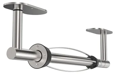 Produktbild von Bohrfreier Küchenrollenhalter mit Soft-Close-Mechanismus, doppelter, wandmontierter Küchenrollenhalter für Einhandbedienung, Edelstahl-Rollenhalter für Schränke und Küchen, selbstklebend/bohrbar (runde Basis, silber)