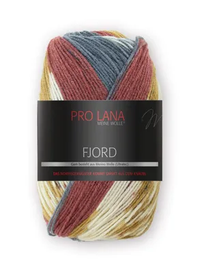Produktbild von Pro Lana Fjord 100g 93 oxidrot-senf-jeans-weiß