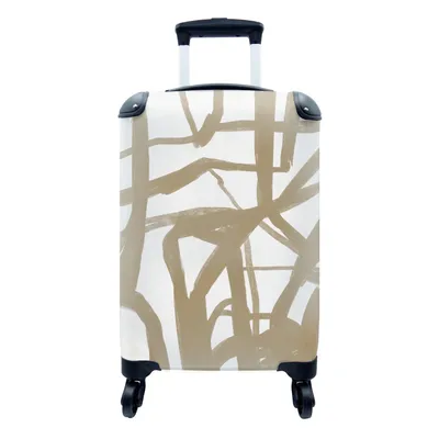 Produktbild von MuchoWow® Koffer Handgepäck Trolley Rollkoffer Kleine Reisekoffer mit 4 Rollen - Weiß - Braun - Kunst - Cabin Size < 55x40x23 cm & 55x40x20 cm - Fotokoffer - Kabinenkoffer - Boardgepäck - Reise-Box - Reisekoffer - Reisegepäck - Koffer mit Bild - Trolley für Kinder