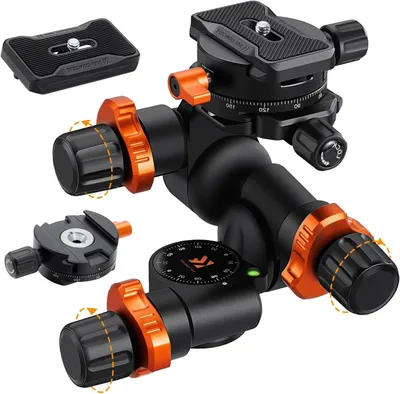 Productafbeelding van Gelede Statiefkop - Precisie Balhoofd - Professionele Fotografie - Vier Waterpassen - 6kg Draagvermogen - Zwart