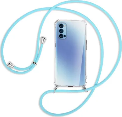 Produktbild von Handykette Backcover-Schutzhülle mit Band (Metall silberfarben) für Oppo Reno5 4G/5G - himmelblau