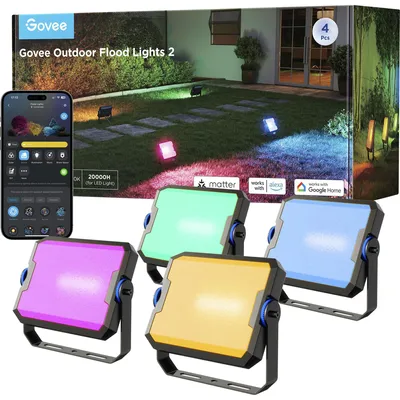 Obrázok produktu pre Govee H8057, Inteligentné záhradné osvetlenie, Wi-Fi/Bluetooth, Čierna, LED, Multi, 16000000 farba/farieb