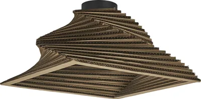 Zdjęcie produktu dla Lampa sufitowa OSRAM Decor Cardboard Square Turn brązowa wykonana z tektury falistej, E27, średnica 400 mm, klosz wykonany z materiału pochodzącego z recyklingu, trwała dzięki wymiennemu źródłu światła, łatwy montaż