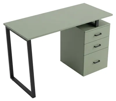 Produktbild von Asym - Schreibtisch mit Schubladen 120x75x50 Salbeigrüner Eisenschreibtisch