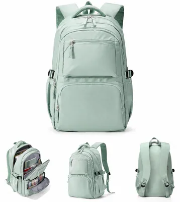 Produktbild von Schulrucksack Teenager Mädchen Groß mit Laptopfach, Grün, 46 x 35 x 18 cm