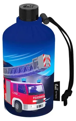 Produktbild von Emil Glas Trinkflasche 0,3l Feuerwehr Design geschmacksneutral mit Griffpunkten