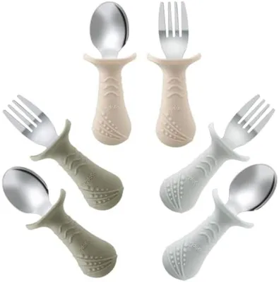 Produktbild von PromoHome® Kinderbesteck-Set – 6-teilig, Edelstahl, Beige, für Kinder ab 18 Monaten