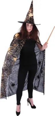 Obrázek produktu pro Čarodějnický plášť s kloboukem a pavučinou pro dospělé/Halloween