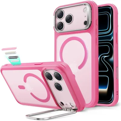 Productafbeelding van Beschermhoes voor iPhone 17 Pro met MagSafe, standaard en matte roze kleur