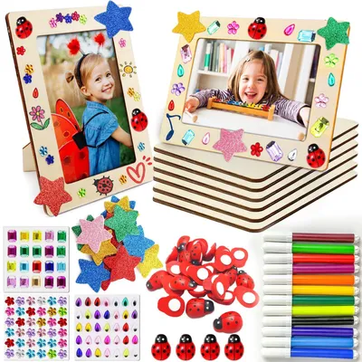 Productafbeelding van Houten fotolijsten set - Om te beschilderen en te decoreren - 6 stuks
