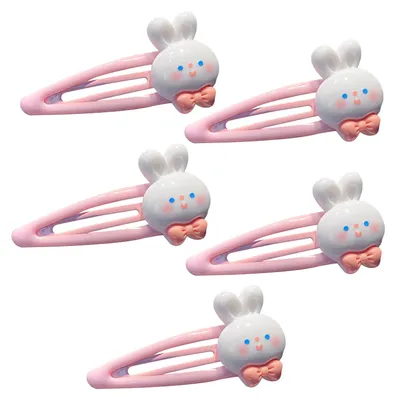 Produktbild von 5er-Pack Haarspangen für Mädchen, Cartoon-Hasen- und Sternenmotiv, Haarclips ohne Kopfhaut, seitlicher Pony, kindgerechte Haaraccessoires