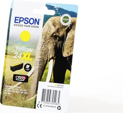 Produktbild von Epson Elephant Singlepack Yellow 24XL Claria Photo HD Ink, High (L) Yield, Gelb, Tinte auf Pigmentbasis, 8,7 ml, 1 Stück(e), Einzelpackung