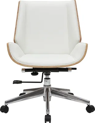 Produktbild von Miliboo - Design-Bürosessel helles Holz und PolyurethanWeiß CURVED