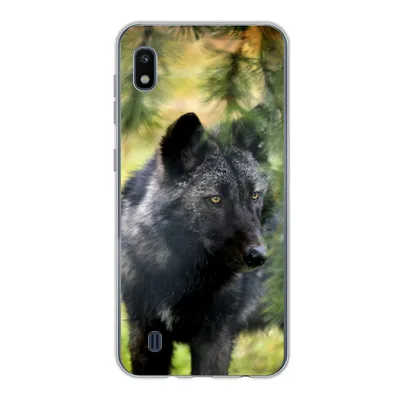 Produktbild von MuchoWow® Handyhülle Schutzhülle Hülle für Samsung Galaxy A10 Wolf - Makro - Blätter Silikon Softcase Handy Hülle - Schutzhülle