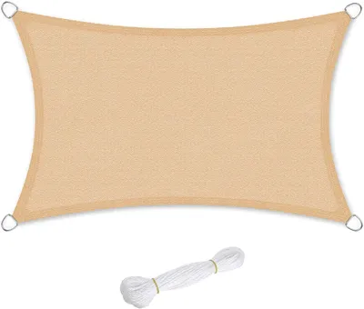 Produktbild von SONGMICS 350 x 500 cm Sonnensegel aus HDPE, Sonnenschutz, UV-Schutz, luftdurchlässig atmungsaktiv, wasserdurchlässig, Sandgelb GSS035Y01
