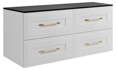 Immagine prodotto di Set di mobili da bagno, bianco/nero, 120 (2 x 60) x 46 x 58 cm, 3 colori di maniglie tra cui scegliere