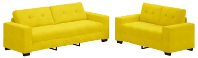 Image de vidaXL Canapé 2 places, jaune, en velours