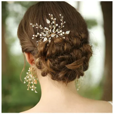 Productafbeelding van Bruidsaccessoire met Bloemen en Kristallen Haarcombs