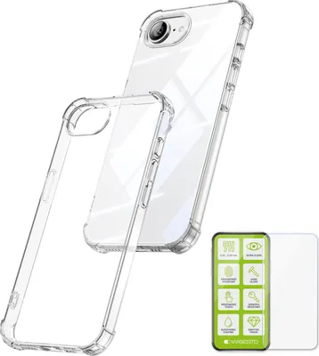 Immagine prodotto di Custodia per cellulare + vetro protettivo per Apple iPhone 17e / 16e, set in TPU 9H trasparente