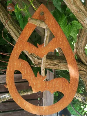 Produktbild von Edelrost Halloween Hänger Fledermäuse, tropfenform