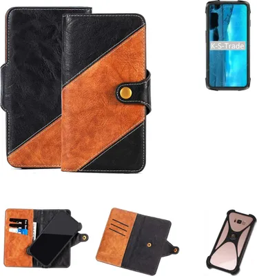 Produktbild von K-S-Trade Handyhülle Schutzhülle Bookstyle Case Wallet-Case kompatibel mit Cubot KingKong 7 Handy Cover Bumper Klapphülle schwarz hellbraun 1x