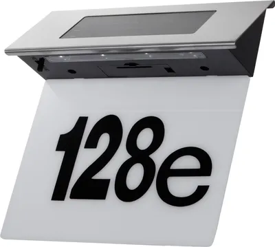 Zdjęcie produktu dla MCE423 Maclean solarna lampa z numerem domu z pleksi: 17x13cm Numer domu z oświetleniem LED czujnik zmierzchu IP44 60lm 1.5W Zimna biel 6000K Zewnętrzna lampa ścienna
