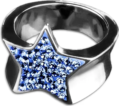 Produktbild von viva-adorno Gr. 54 (17,2 mm Ø) Edelstahl Ring Damenring Multi Kristall Stern verschiedene Farben RS32,blau