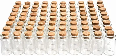 Produktbild von Mini Glasflaschen 8 ml, 80 Stück, Korkverschluss, für Dekoration, Gewürzbehälter