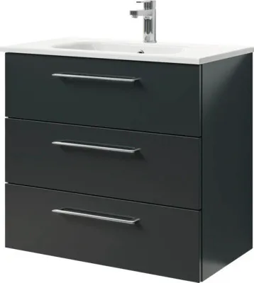 Produktbild von Badmöbel-Set Pelipal Sunline 121 BxHxT 81 x 74 x 46 cm Frontfarbe anthrazit mit Mineralguss-Waschtisch und Waschtischunt