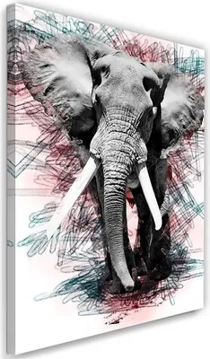 Produktbild von Leinwandbild elefant auf abstraktem hintergrund 60x90 cm Feeby grau wandbild bereit zum aufhängen