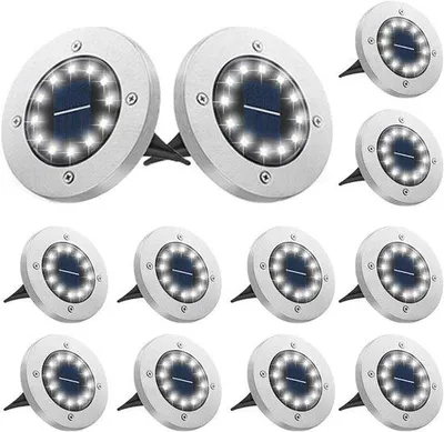 Productafbeelding van LED Zonnelamp voor Buiten - 12 Stuks - Waterdichte Tuinverlichting op Zonne-energie